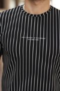 Erkek Dikey çizgili Ottoman Kumaş Kısa Kollu T-shirt resmi